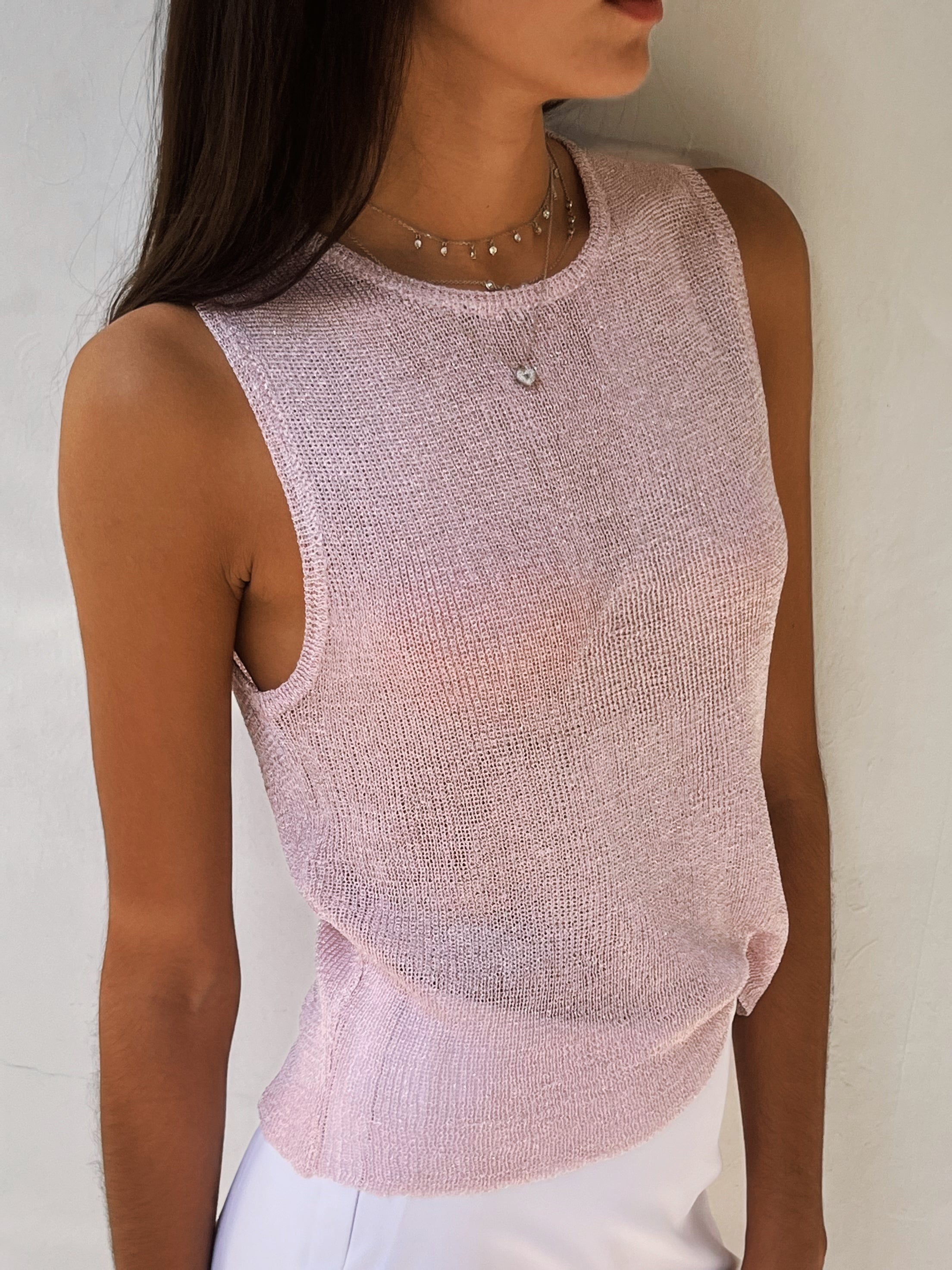 Knit & Shine Top - Soft Pink