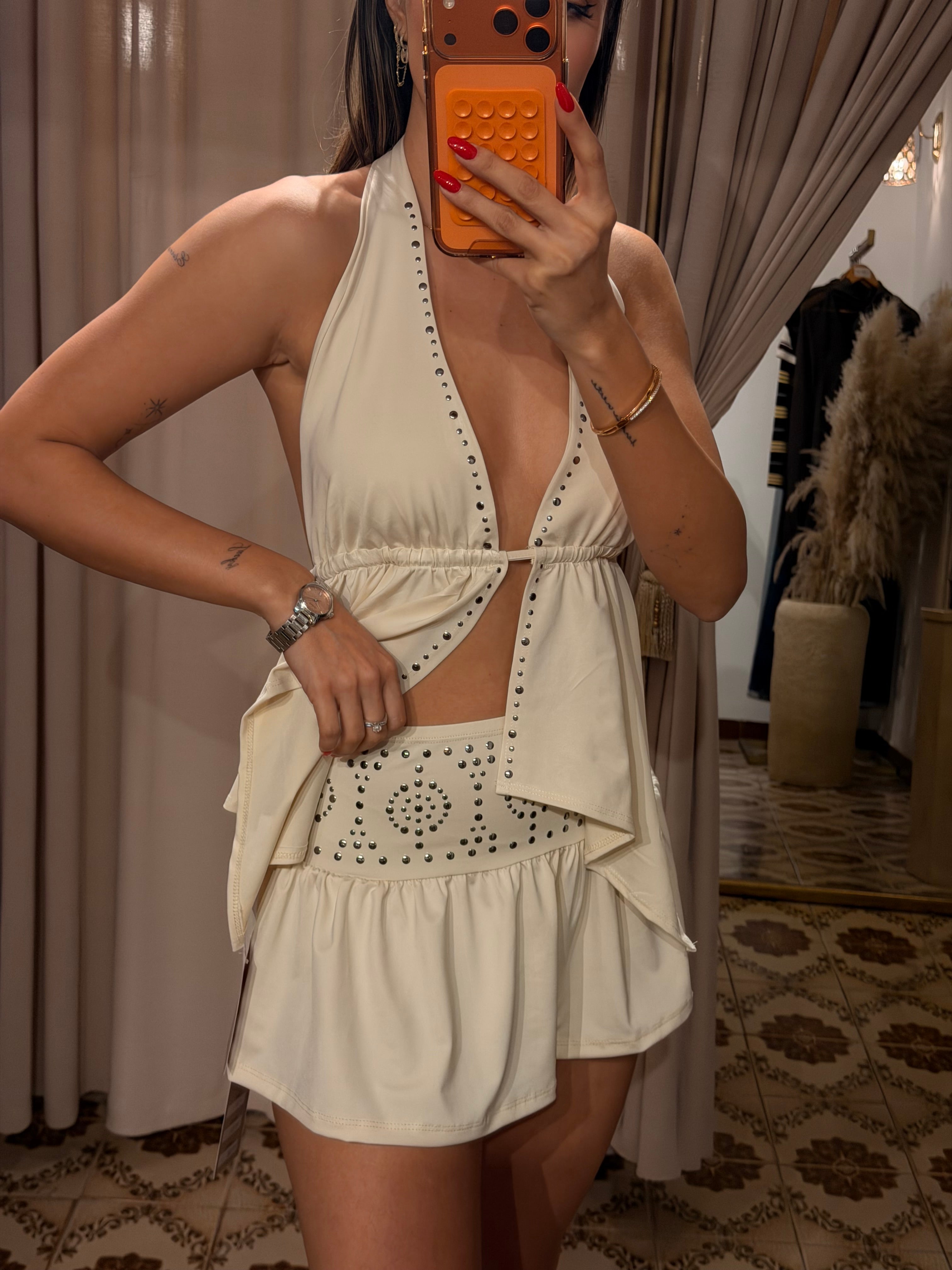 Studded Halter Set - Ivory