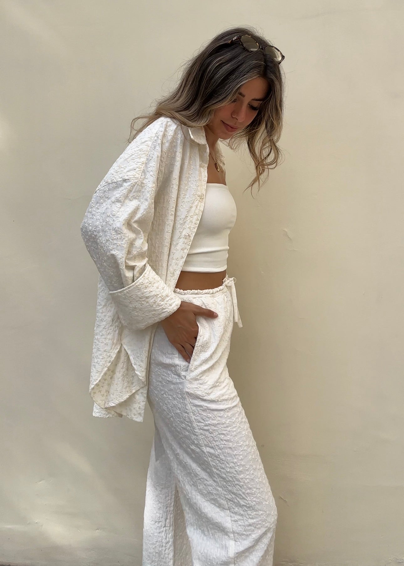 Emily Pant - Cream Embroidery