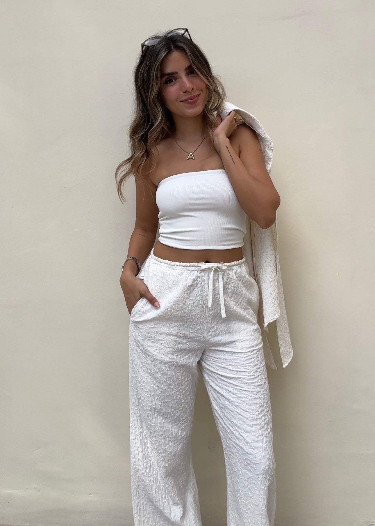 Emily Pant - Cream Embroidery