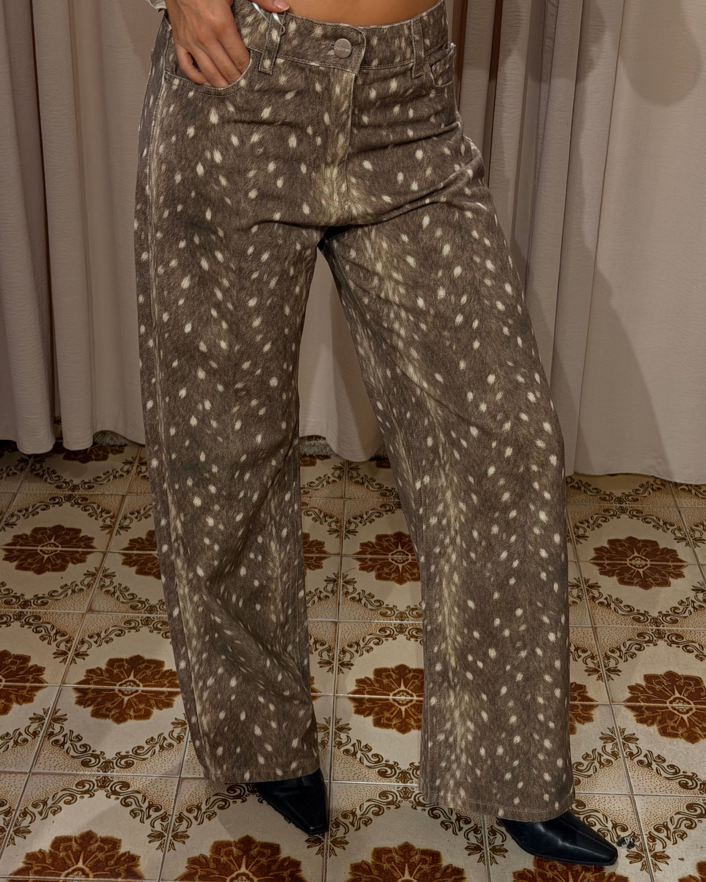 Bambi Print Pant - Brown
