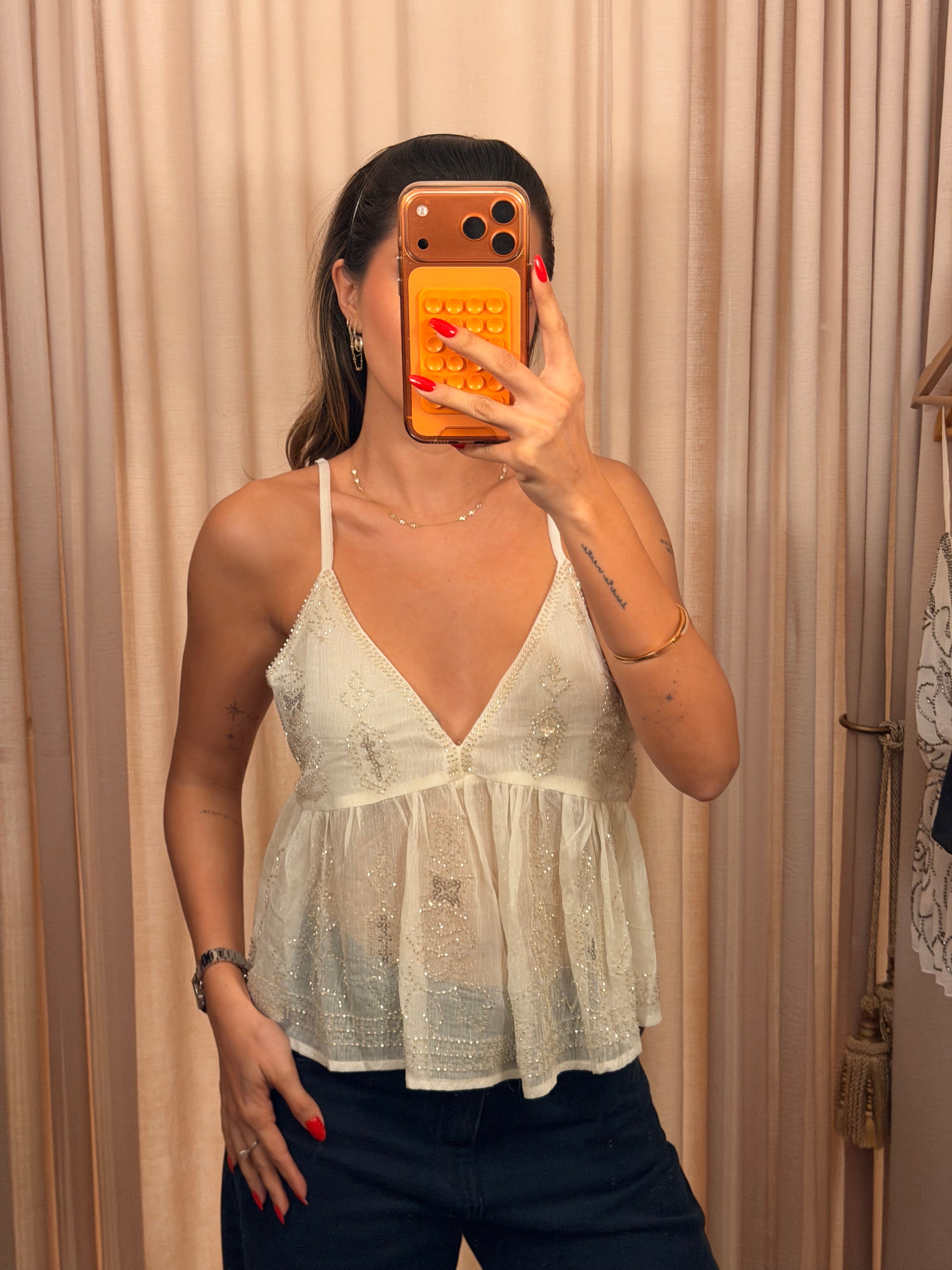 Embellished Cami Top - Ivory