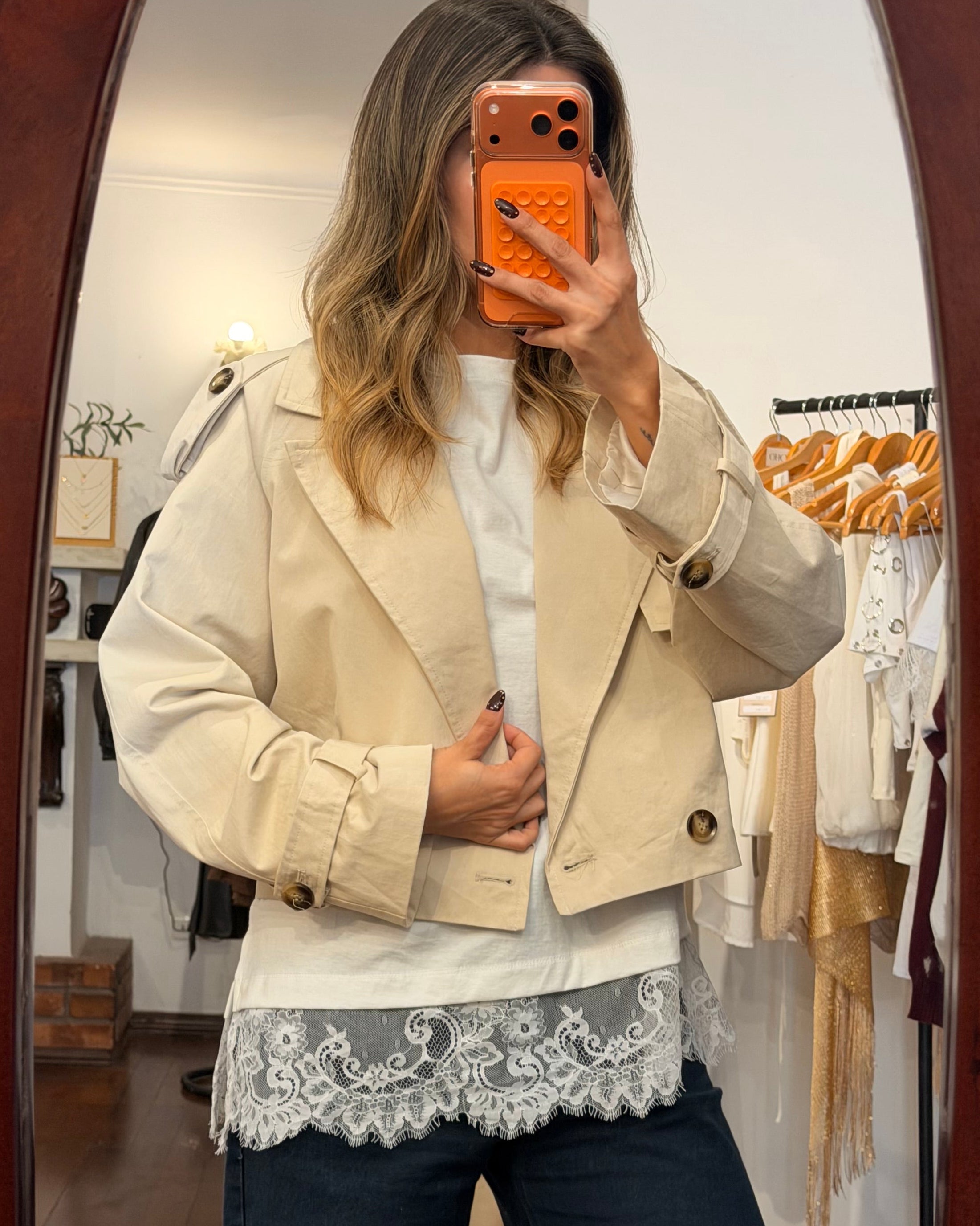 Trench Corto Beige