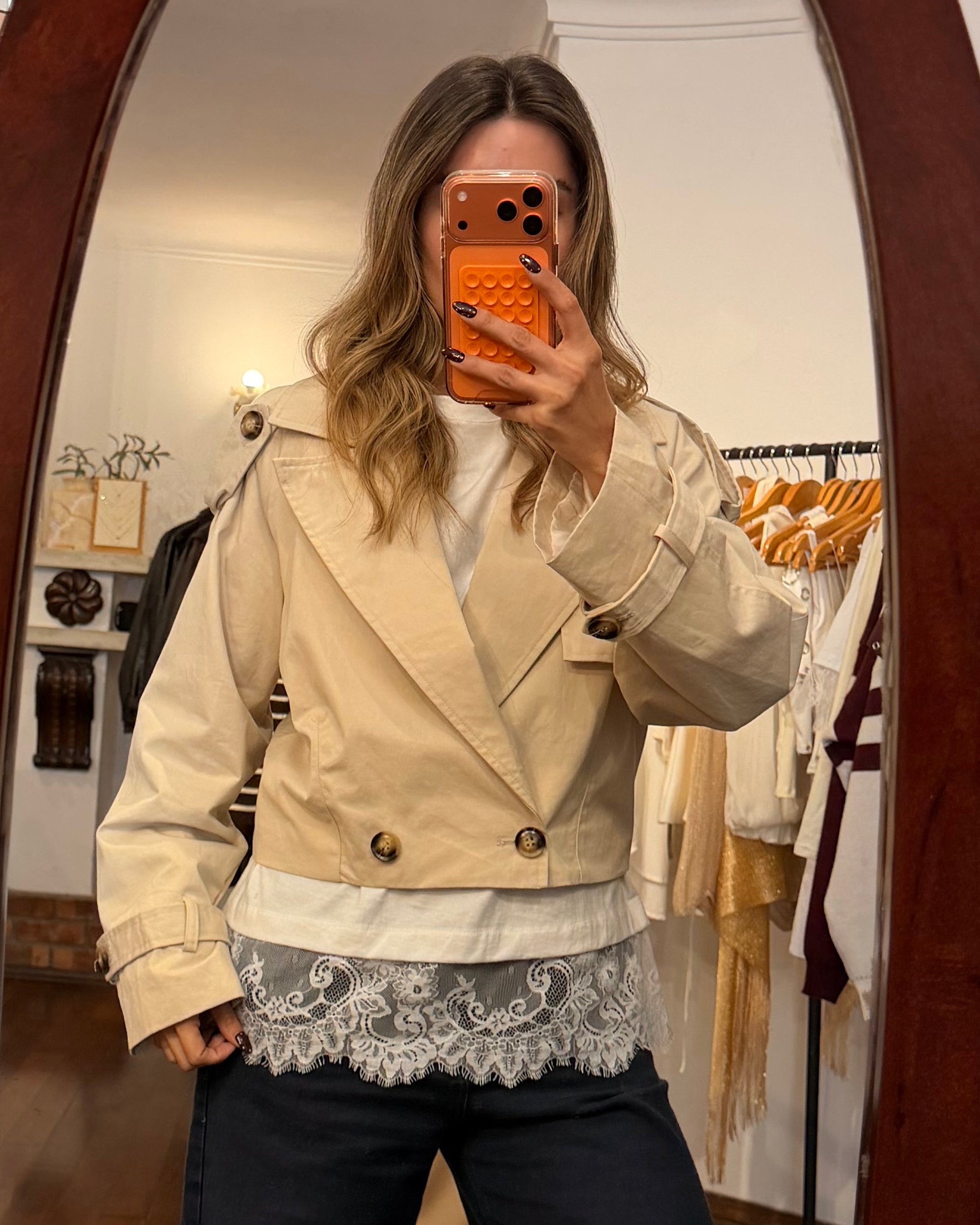 Trench Corto Beige