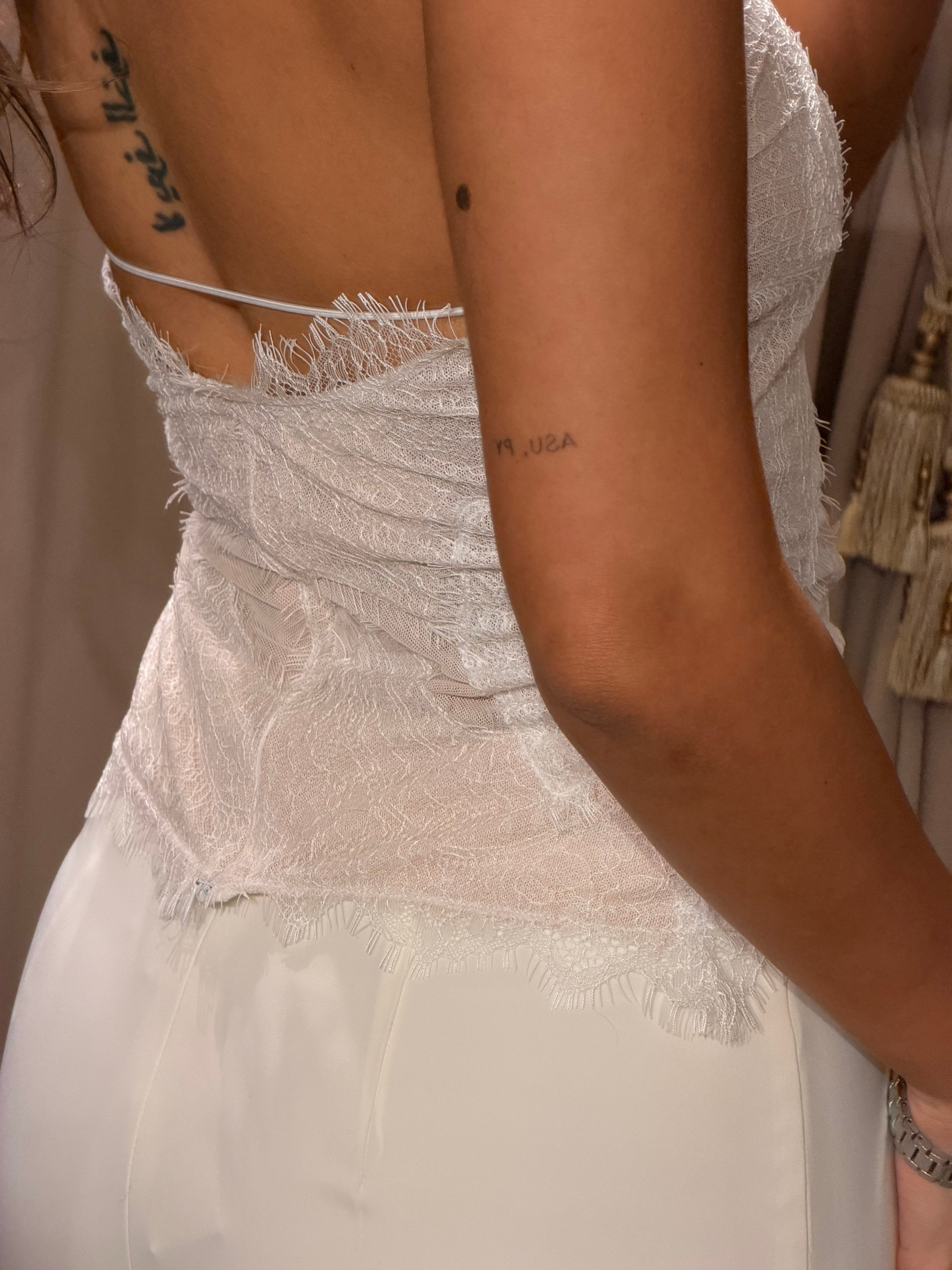 Top Halter Lace - White