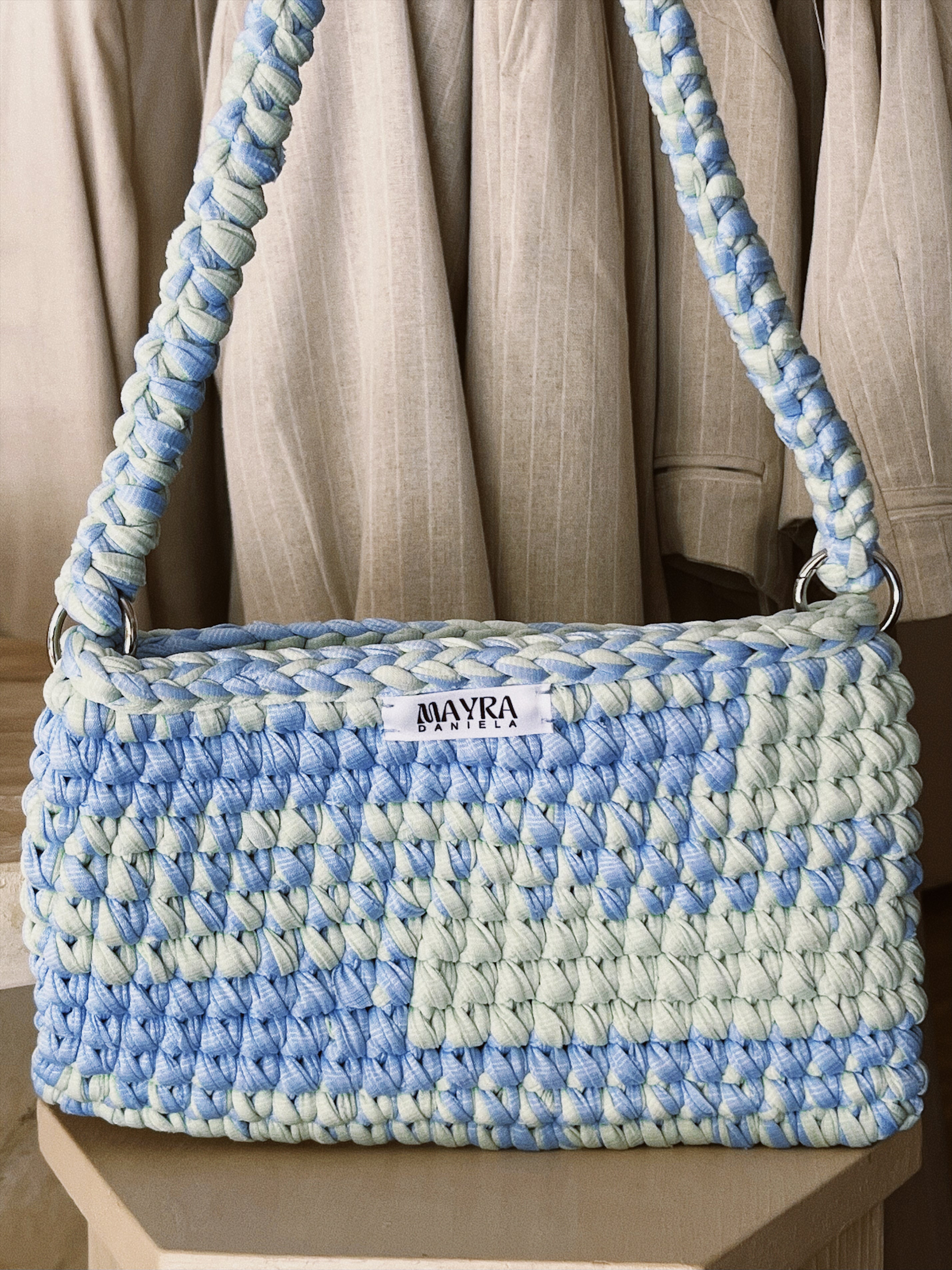 Erika Shoulder Bag - Light Blue/Green