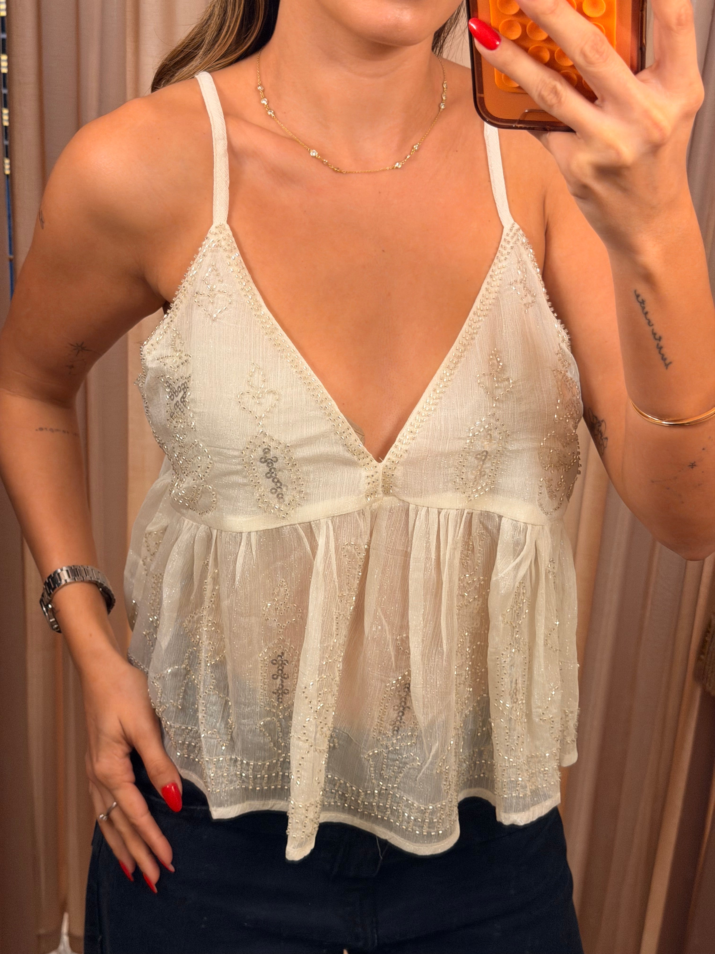 Embellished Cami Top - Ivory