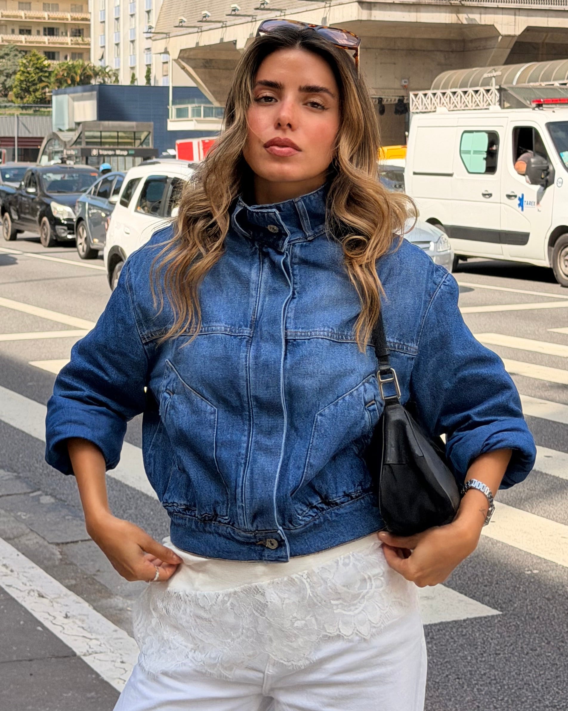 High Collar Denim Jacket