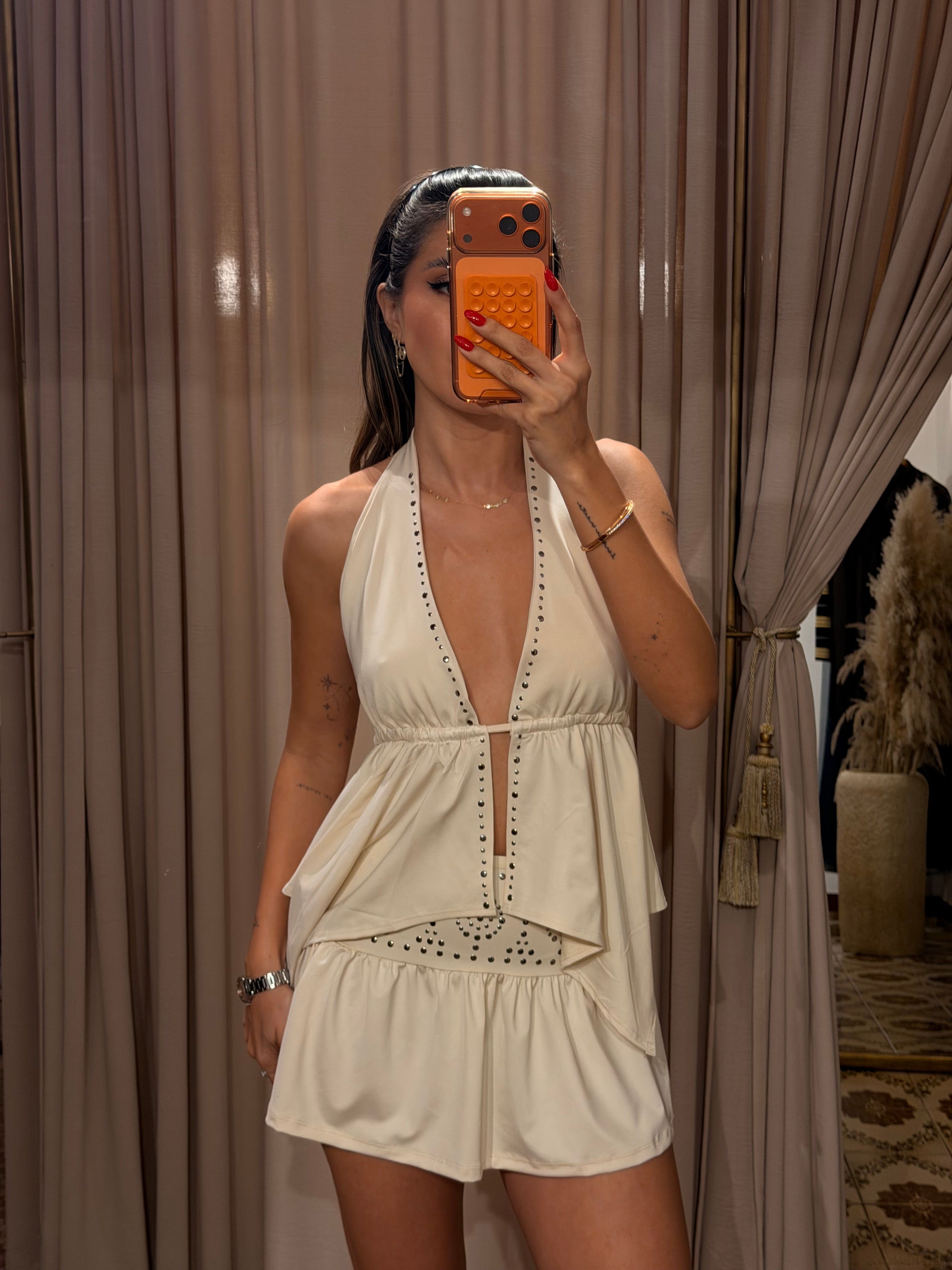 Studded Halter Set - Ivory