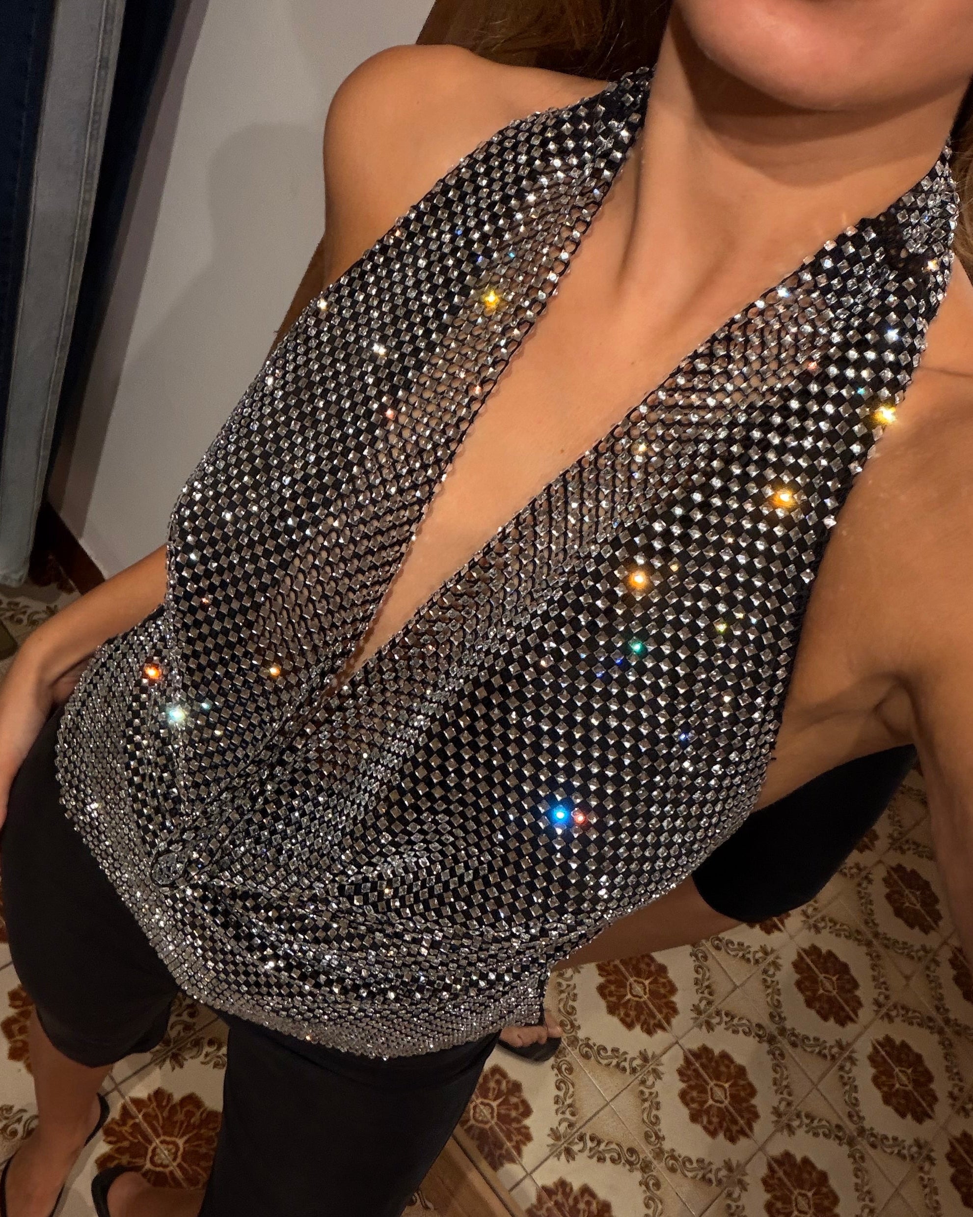 Top Rhinestone - Black