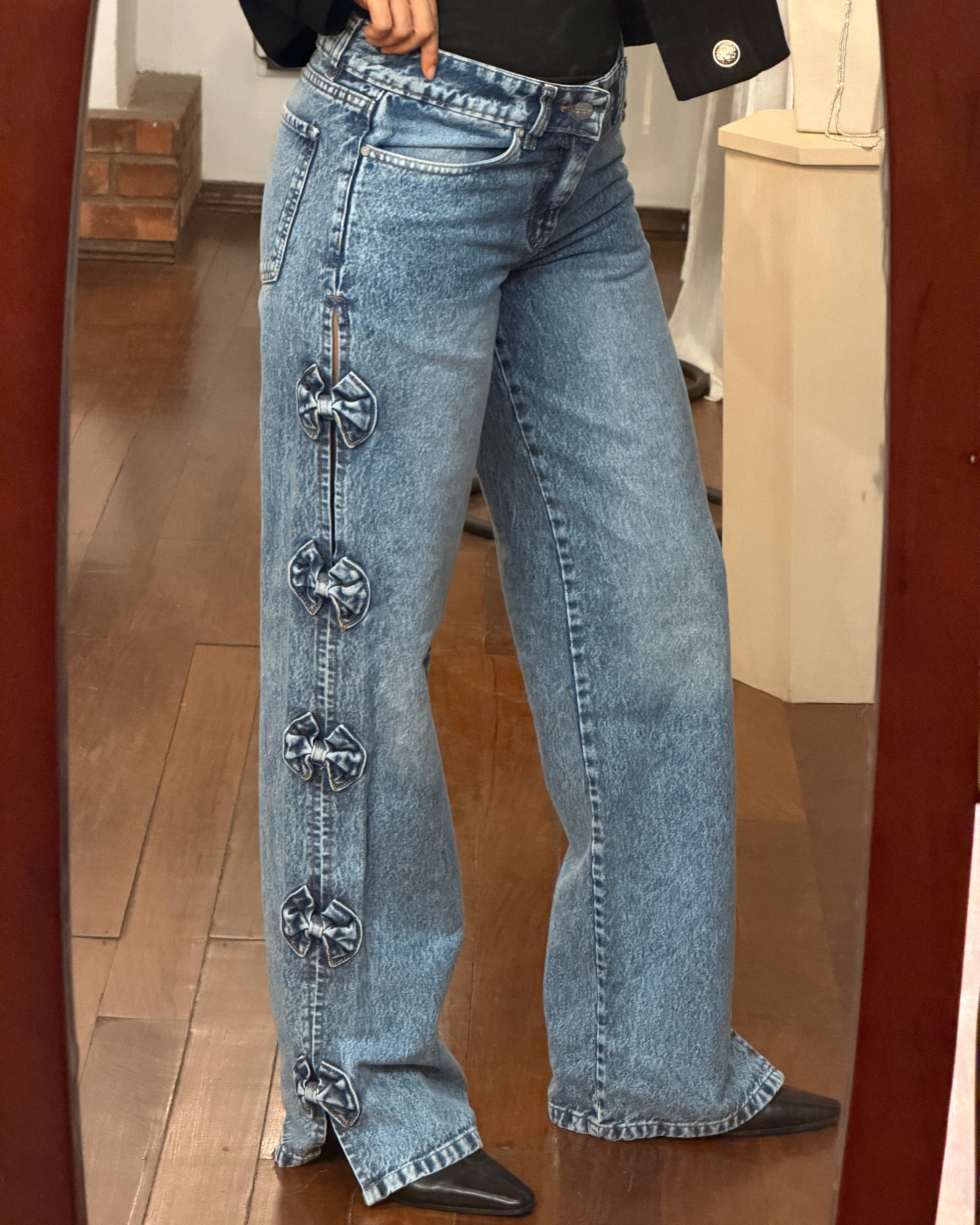 Jeans Straight Leg Bows
