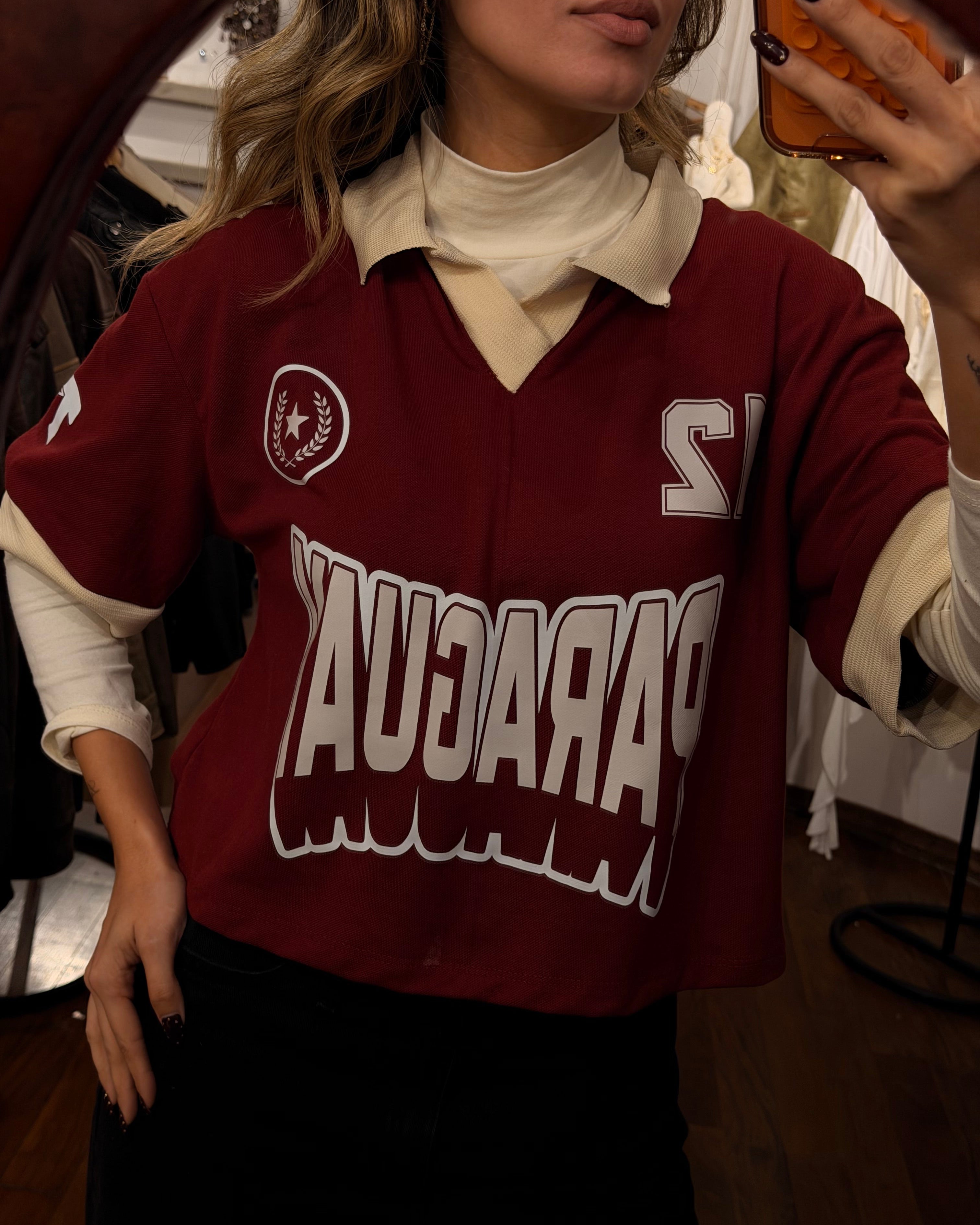 Remera Polo Paraguay Vintage - Burgundy