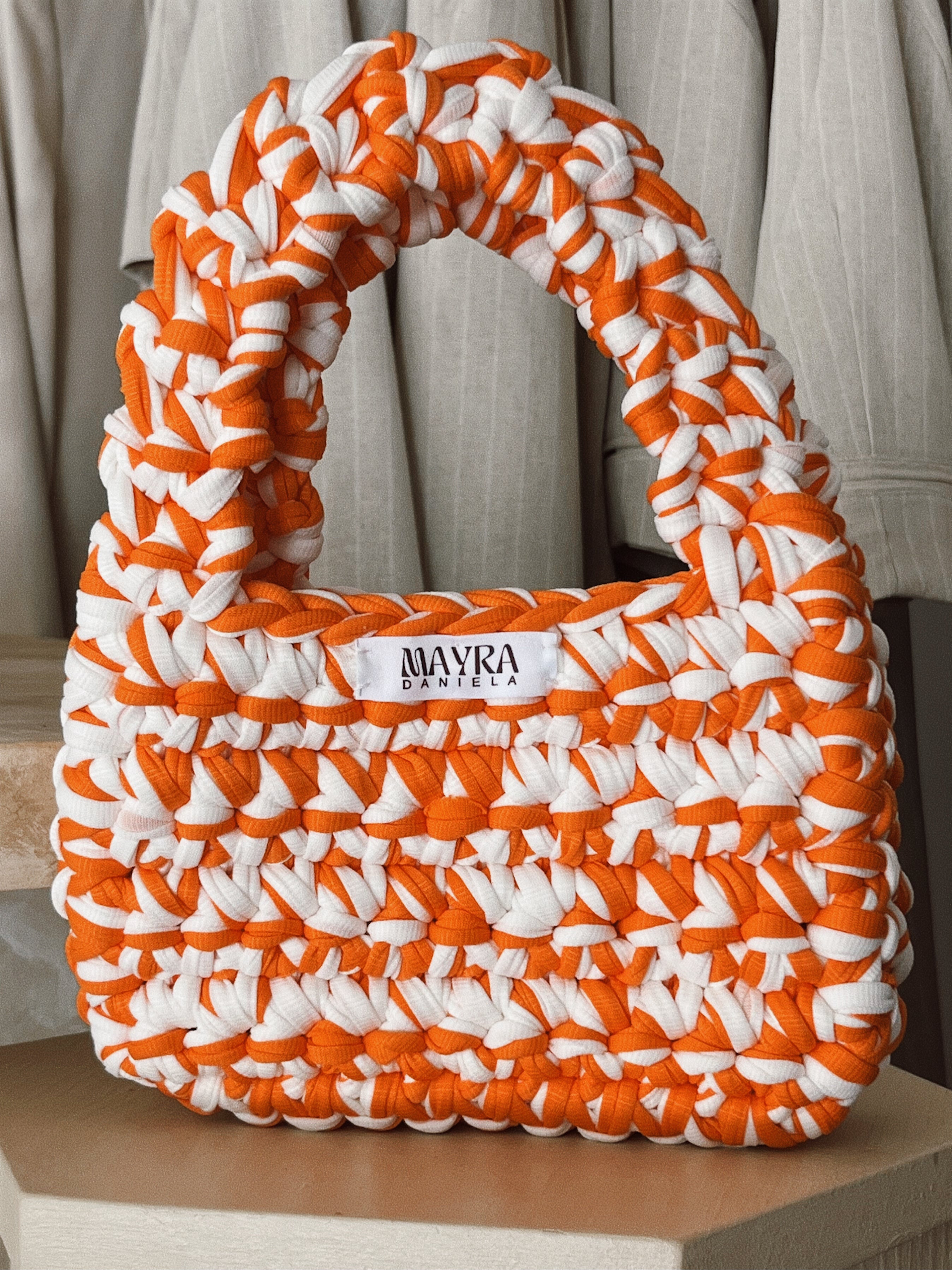 Mini Handbag Oriana - Orange/White