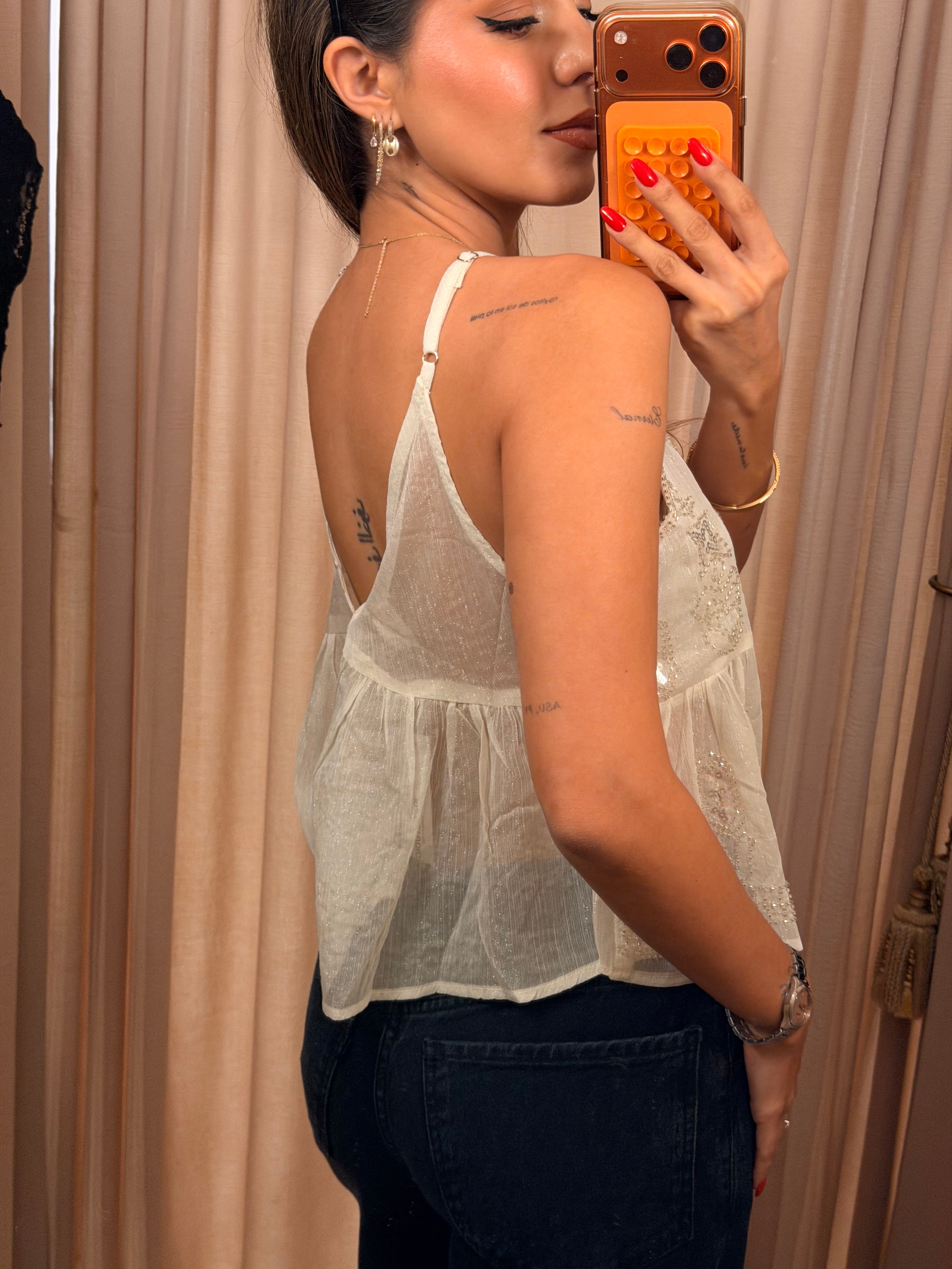 Embellished Cami Top - Ivory