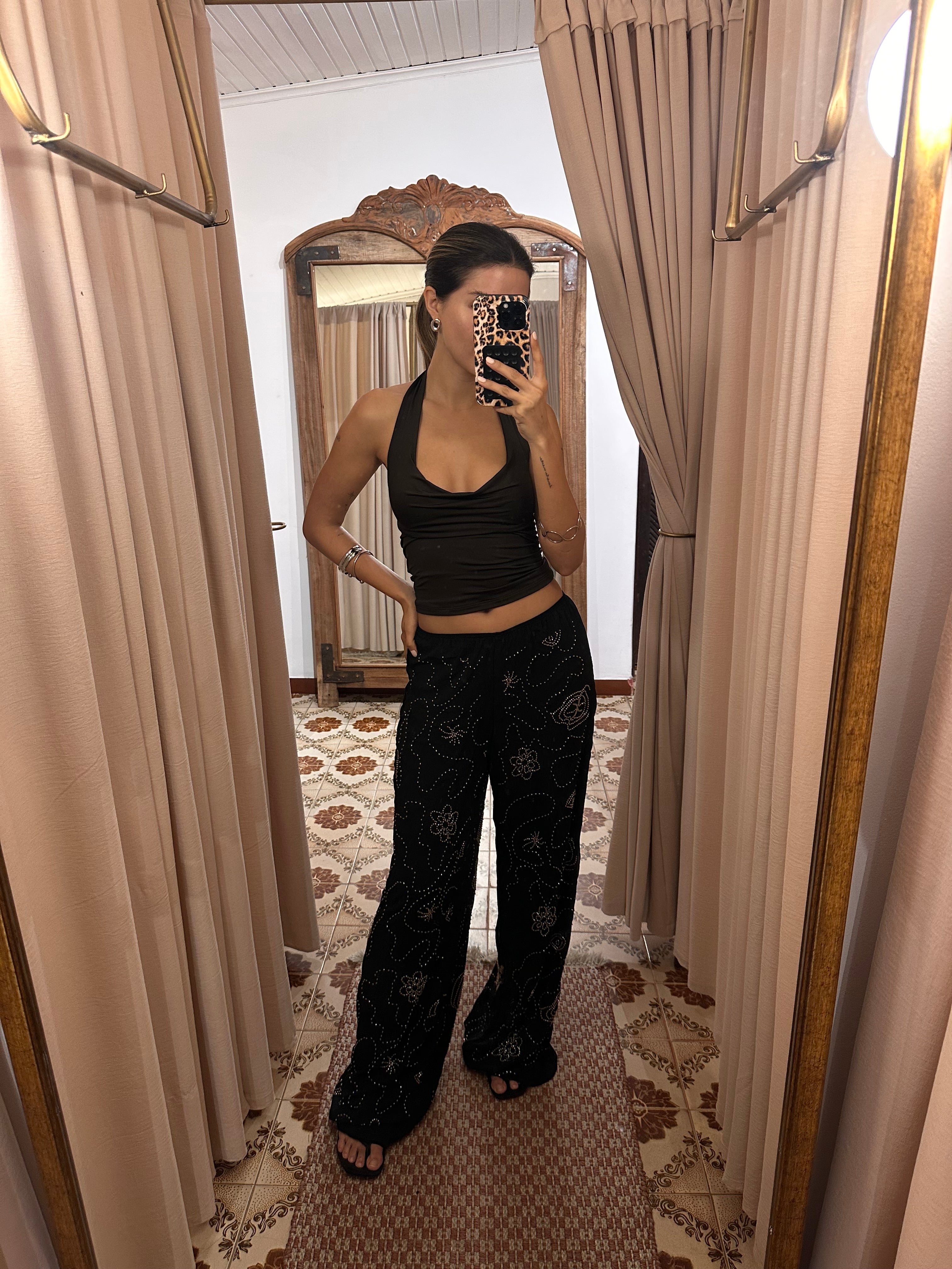 Pant Sequin Embroidery Black