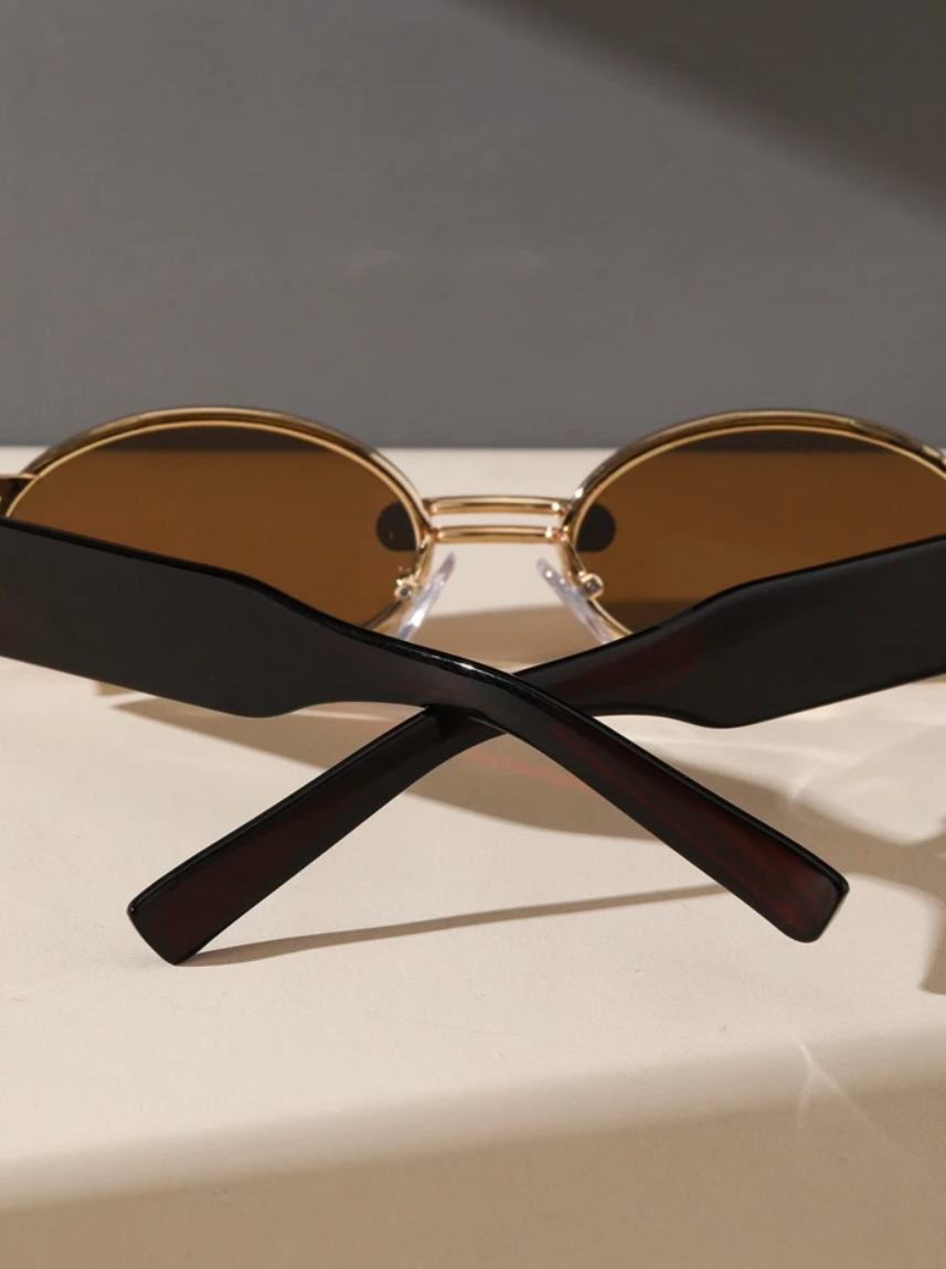 90s gold frame sunglasses brown