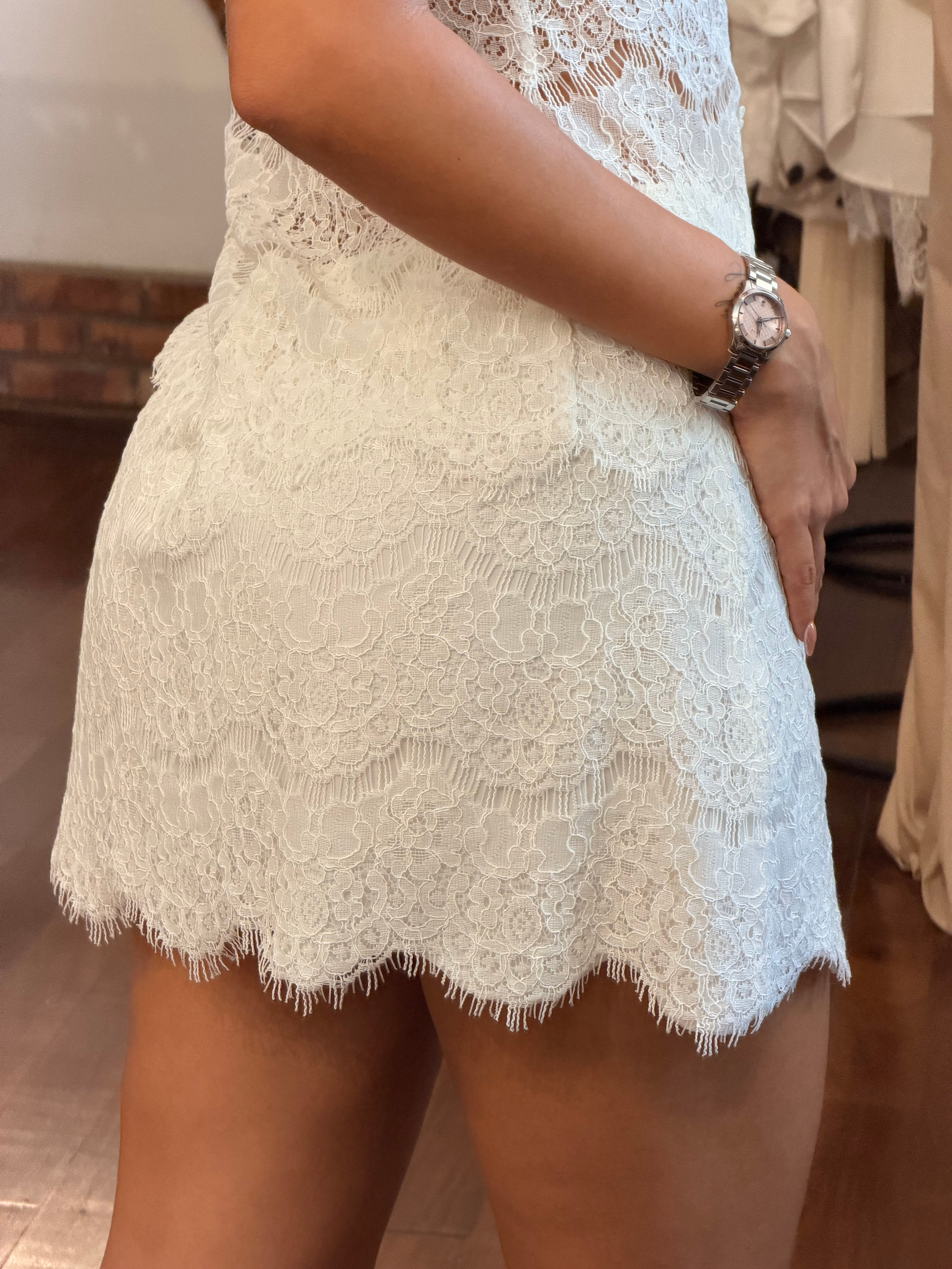 Lace Mini Skirt - Ivory