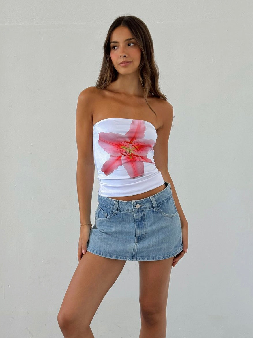 Island Girl Strapless White Top