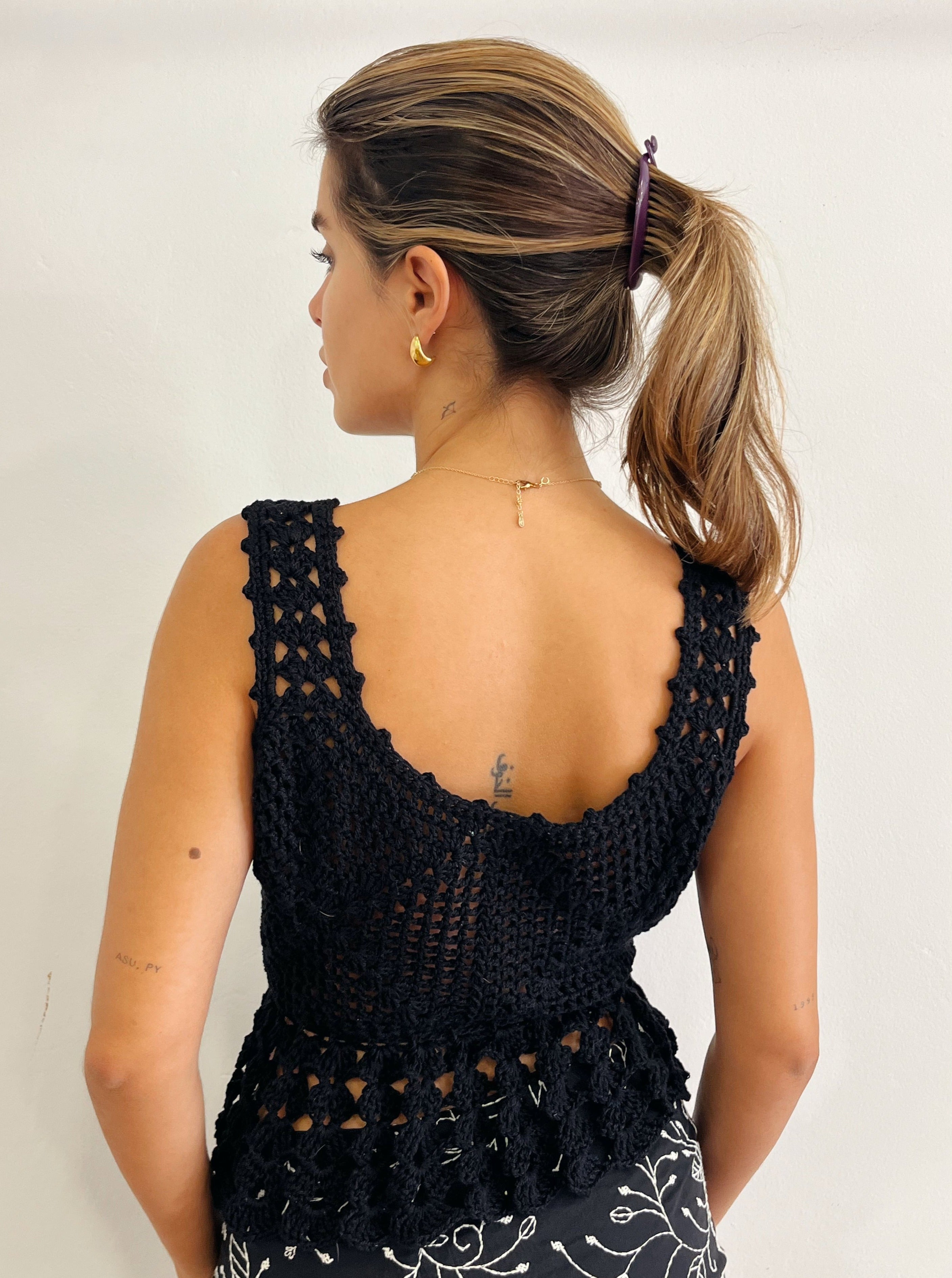 Dreamy Crochet Black Vest