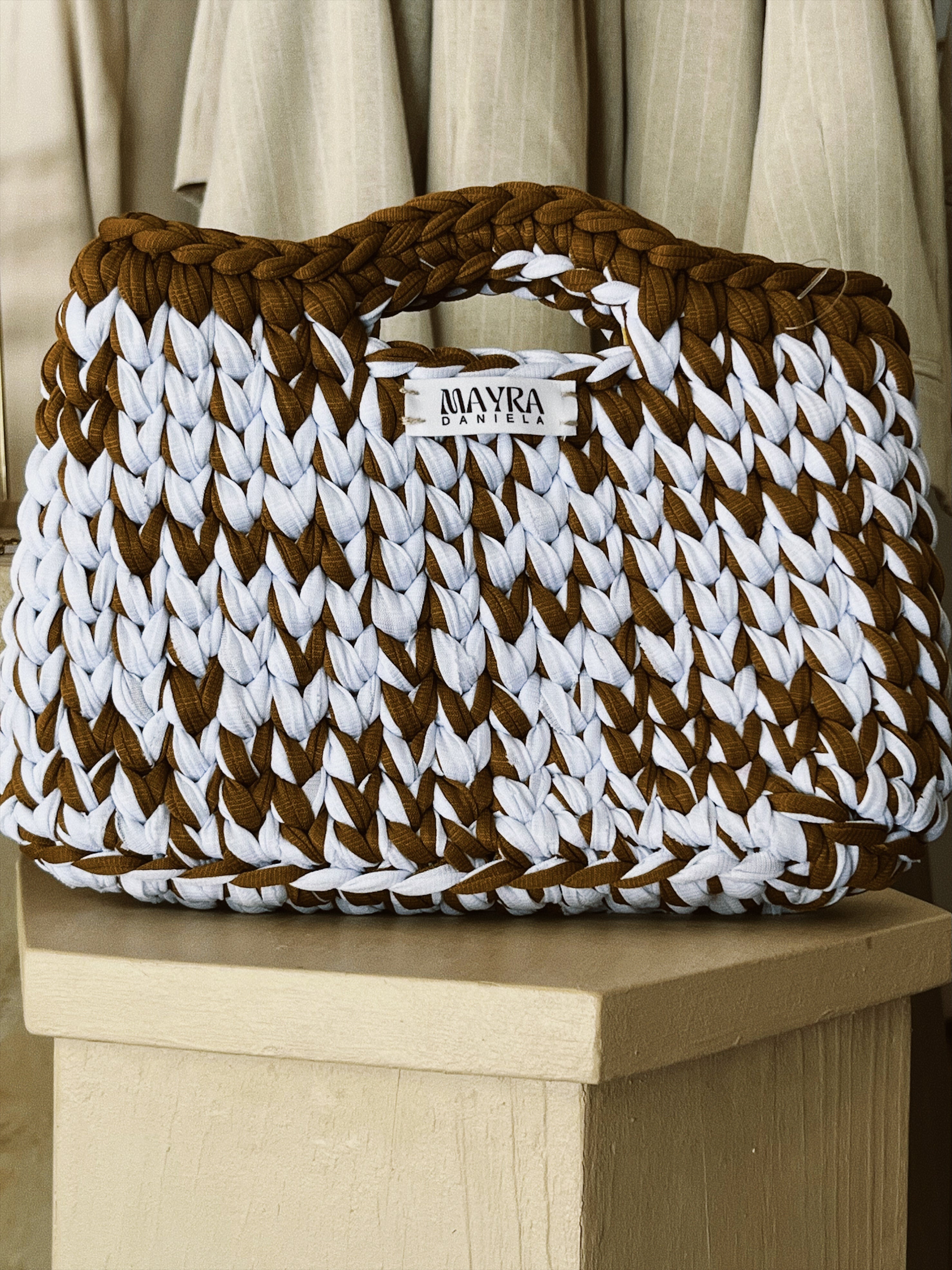 Handbag Ester - Brown/White