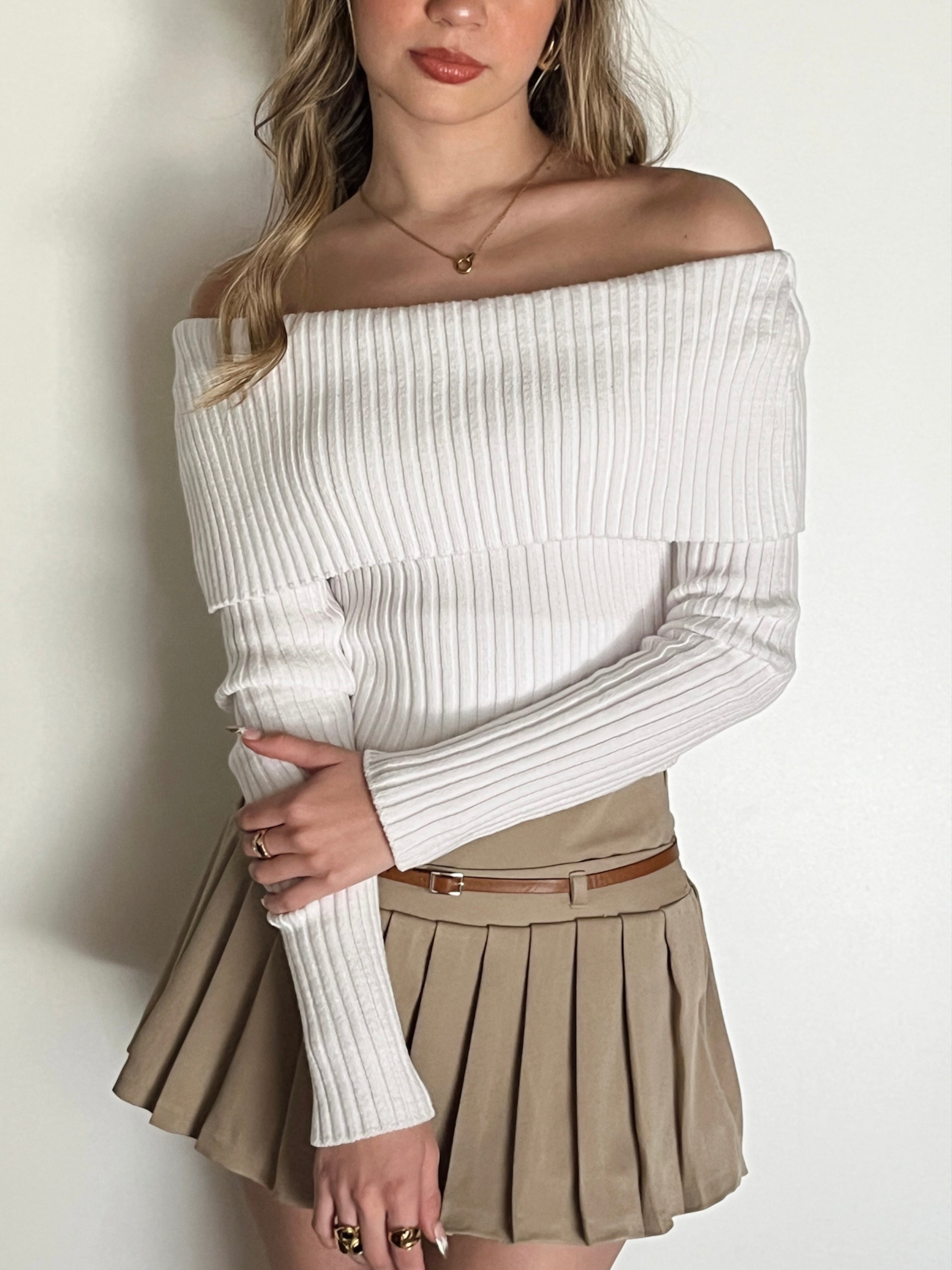 Sweater Off Shoulder Blanco