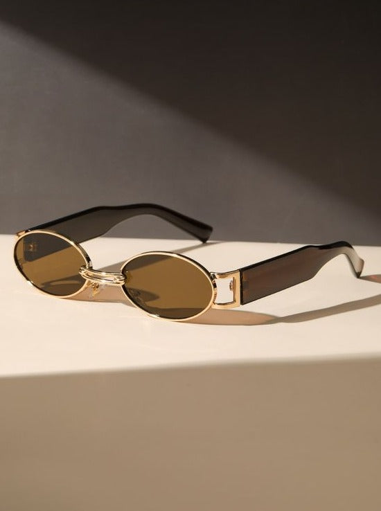 90s gold frame sunglasses brown